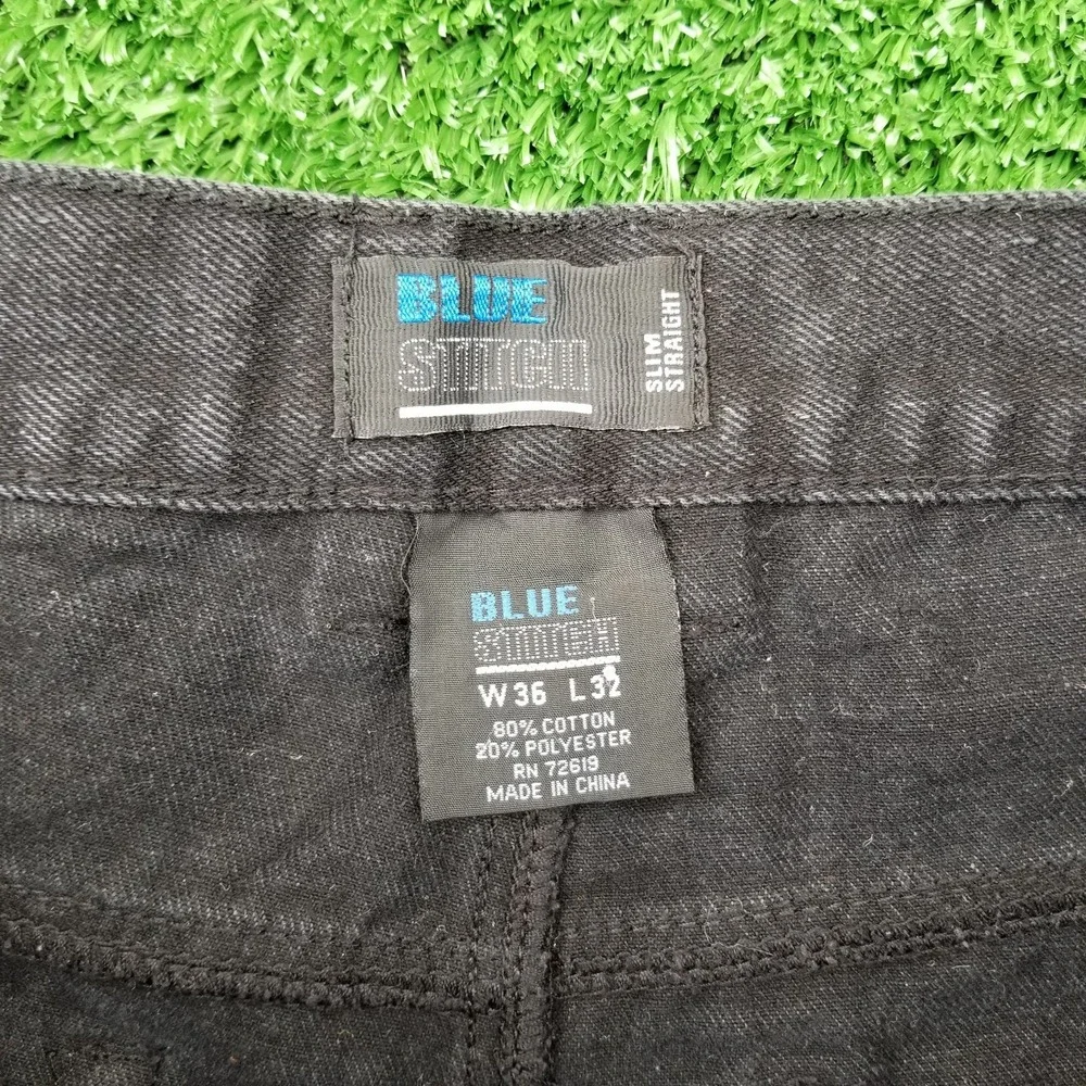 Blue Stitch Jeans Mens 36x32 Black Slim Straight Distressed Zippered Style